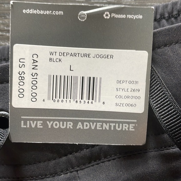SzL Eddie Bauer Black Departure Jogger NWT - Picture 5 of 7